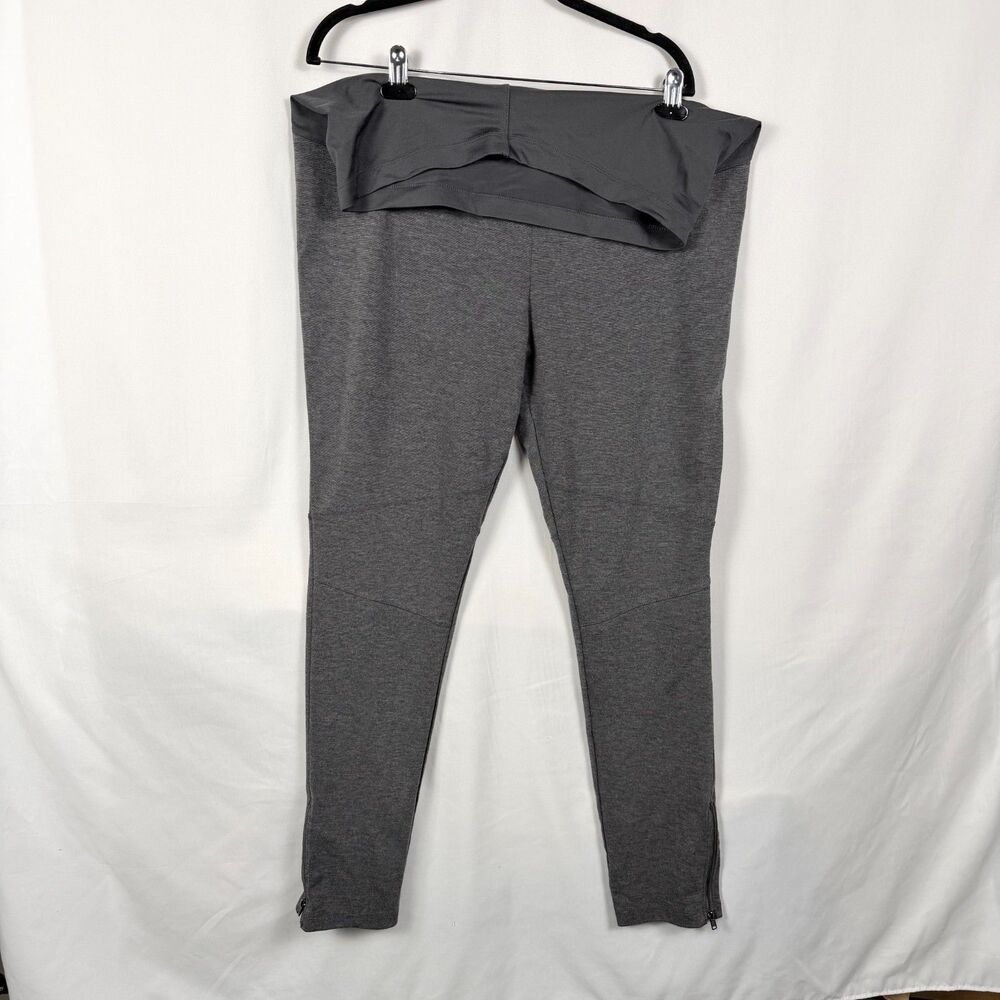 Liz Lange Maternity Zip Ankle Athletic Leggings Dark Gray Stretchy Panel XL